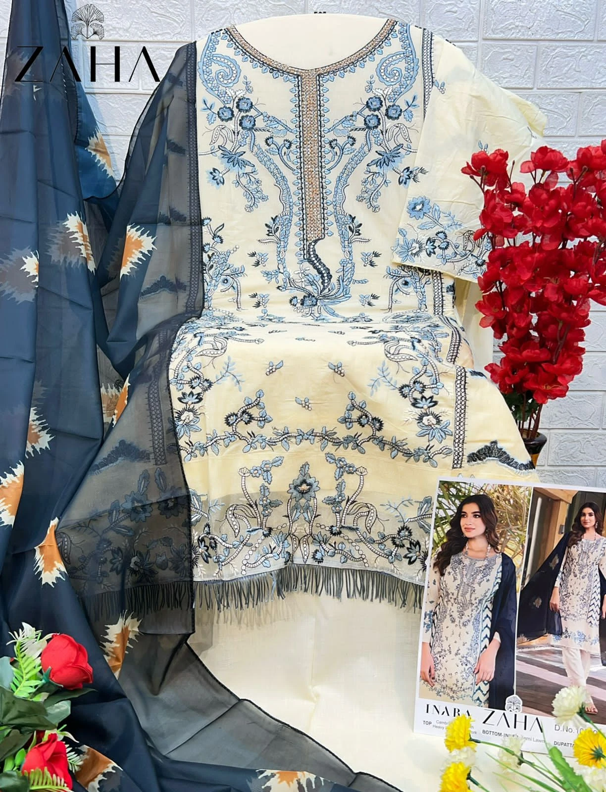 Zaha Inara Vol 1 Pure Cambric Cotton Wholesale Pakistani Salwar Suit Catalog — Wholesale Salwar Suits, MPA wholesale from Surat - Gallery Image 4